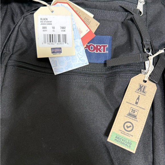 New with tags! JanSport Classic Black Backpack XL - Picture 5 of 5